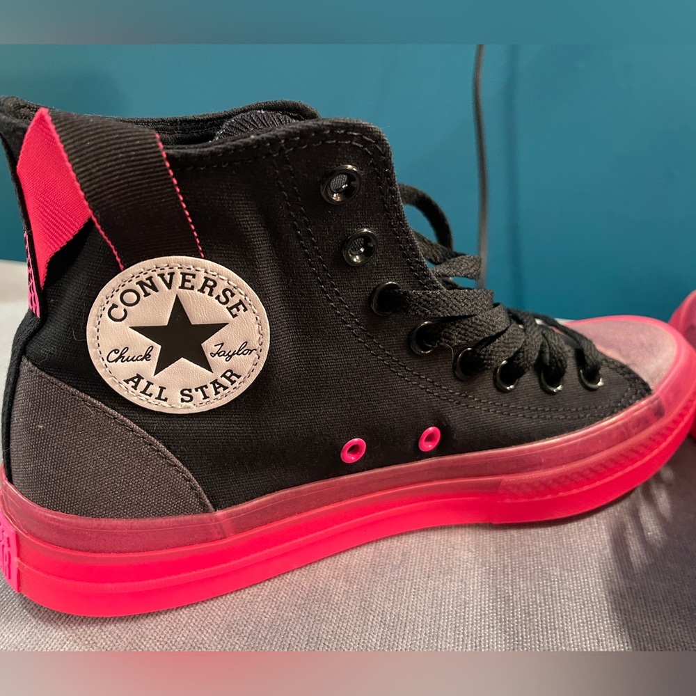 Converse High-Top - Black and Neon Pink, Wmns 10, NIB